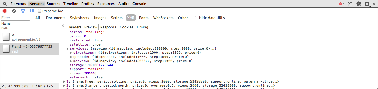 Un aperçu de données JSON sous forme d'arborescence avec Chrome